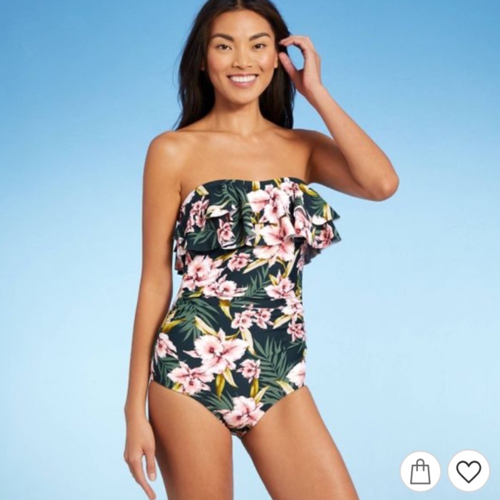 Double Flounce Front High Coverage One Piece